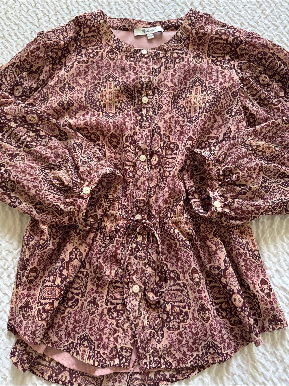 Madewell Kaleidoscope Boho Peasant Blouse, Size Small - Picture 6 of 11
